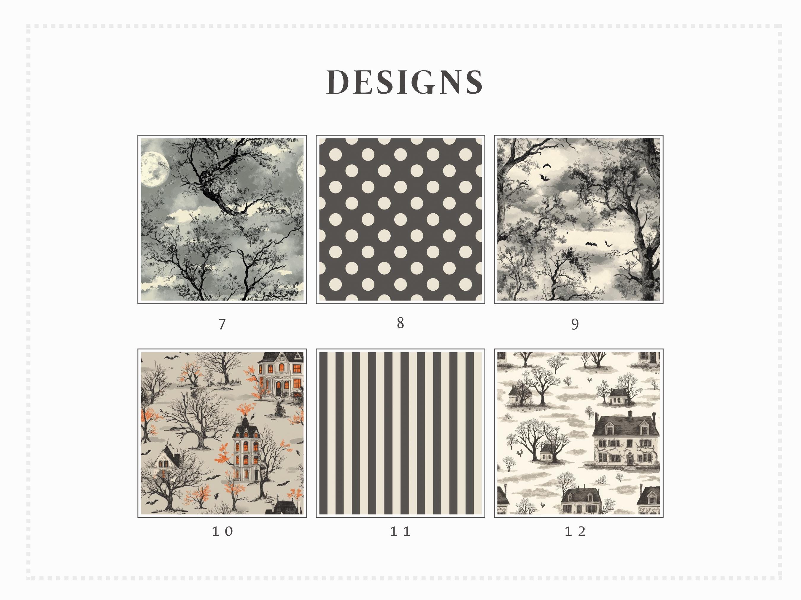 Whimsical Halloween Digital Paper Set: Vintage Black & White Designs ...
