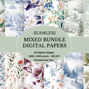 Pacchetto misto di carta digitale: modelli senza soluzione di continuità per scrapbooking, stampa e artigianato