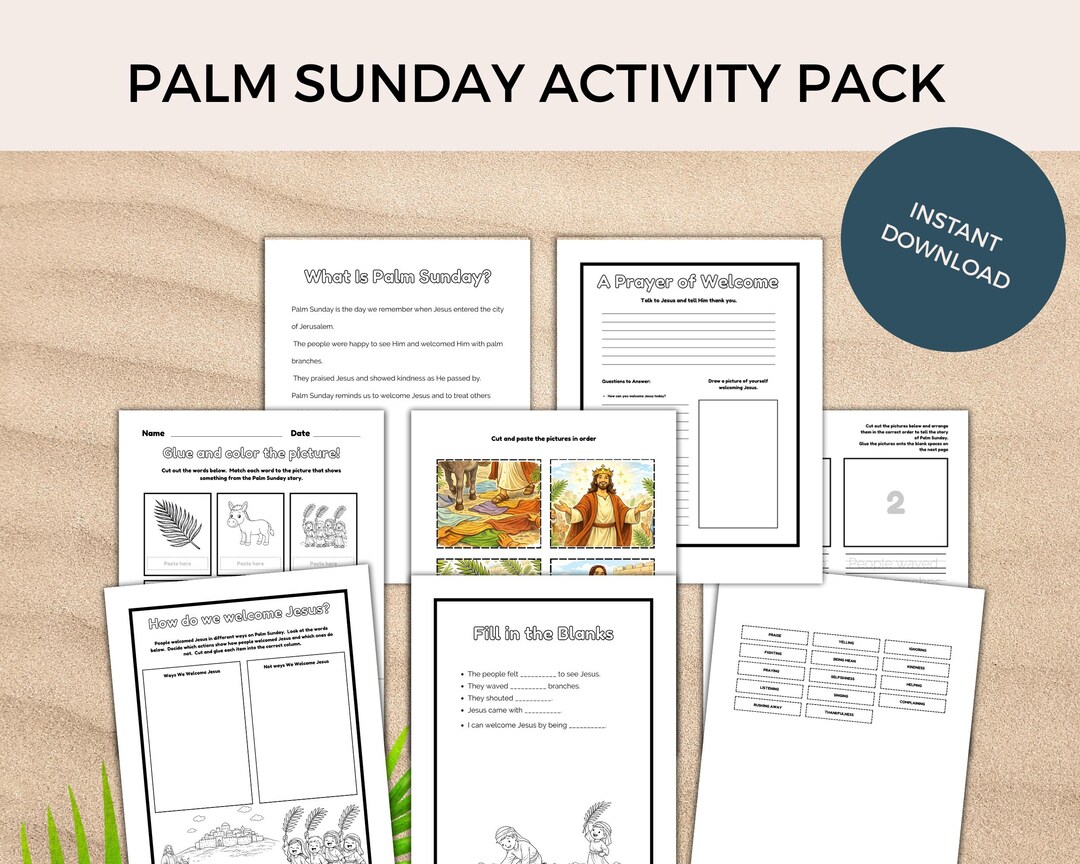 Palm Sunday Activity Pack for Kids | Christian Printables (digital ...