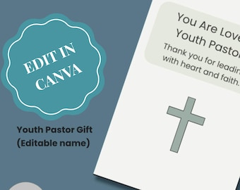 Youth Pastor Appreciation Card – Minimalist Christian Thank You (Editable Canva Template)