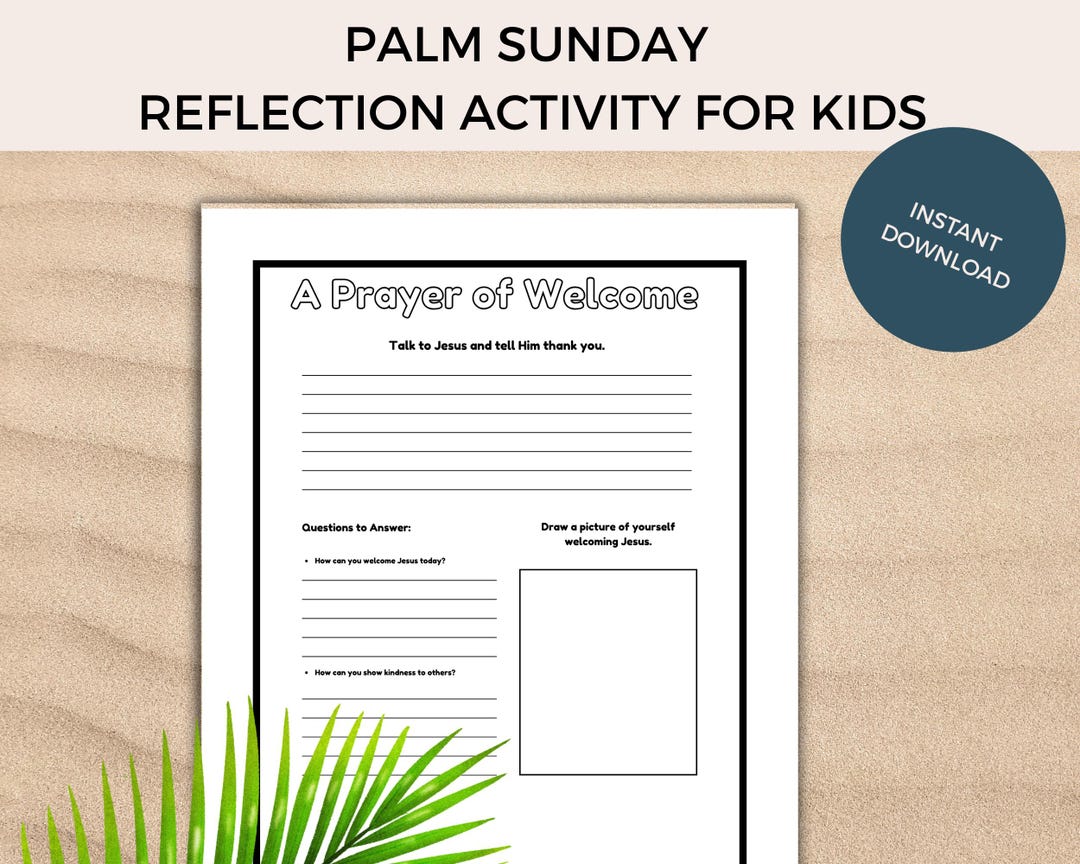 Palm Sunday Prayer & Reflection Worksheets for Kids | Christian Writing ...