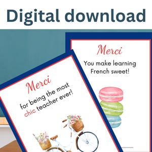 Done | Printable Merci Gift Card Holder | French Teacher Appreciation | Digital Download | Elegant French Gift Envelope
