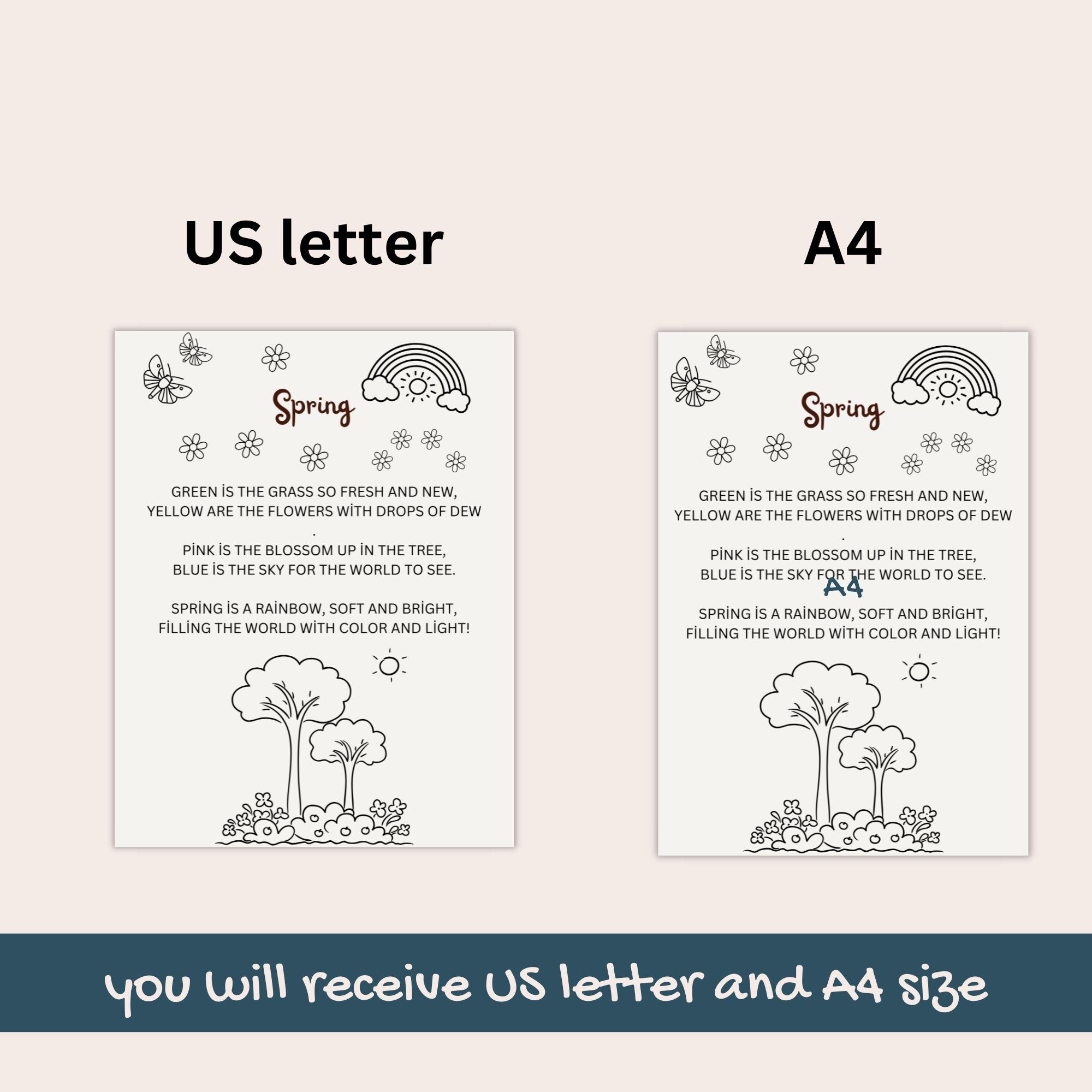 Spring Colors Poem and Coloring Page for Kids - Etsy