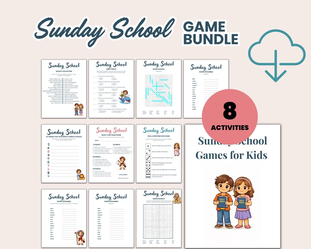 Sunday School Games Bundle Printable Bible Activities for Kids - Etsy
