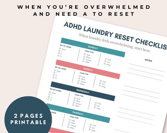 ADHD Laundry Reset Checklist | Printable Planner (Digital Download)