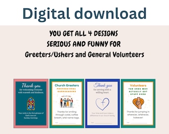 Christian Volunteer Thank You Cards – Printable Church Appreciation (Digital Download)