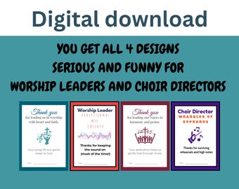 Music Ministry Thank You Cards – Worship Leader & Choir Director (Digital Download)