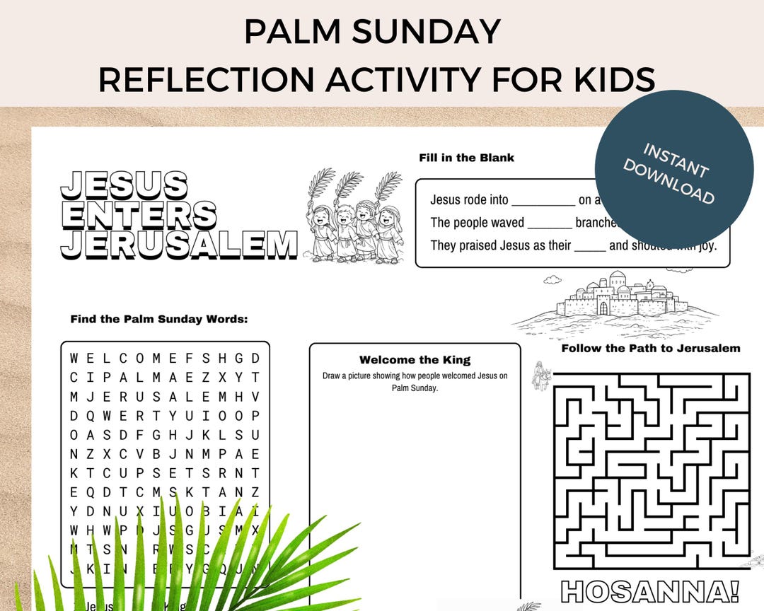 Palm Sunday Prayer & Reflection Worksheets for Kids | Christian Writing ...