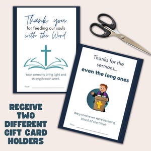 Christian Greeting Card – Printable Christian Greeting Card for Sermon Appreciation, Religious Thank You Gift for Pastor and Family