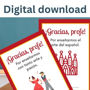 Printable Spanish Teacher Gift | ¡Gracias Profe! Gift Card Holder | Teacher Appreciation | Digital Download