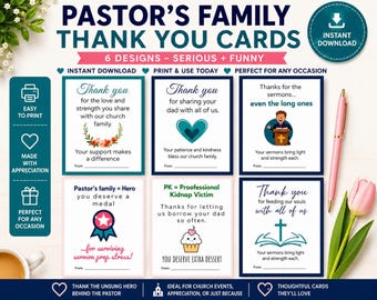 Pastor Appreciation Gift Thank You Cards – Printable Christian Gift (PDF)