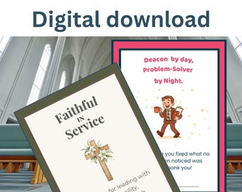 Printable Deacon Appreciation Gift Card Holder - Printable Church Volunteer Thank You (PDF)