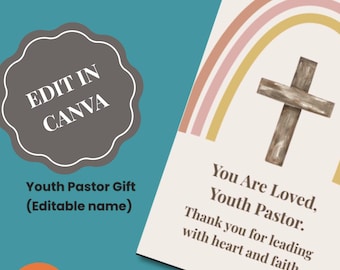 Boho Christian Youth Pastor Appreciation Card (Editable Canva Template)