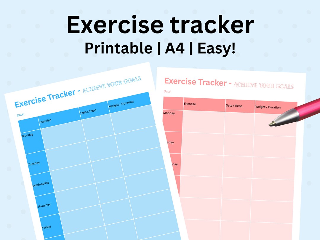 Weekly Exercise Tracker - Etsy