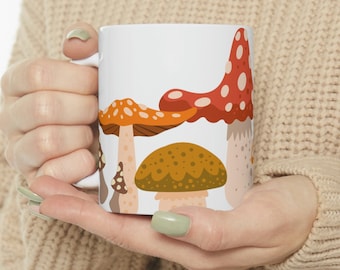 Tazza di funghi in ceramica - Tazza Cottagecore, Tazza di caffè personalizzata, Tazza da tè Cottagecore, Tazza Boho, Regalo di funghi, Decorazione di funghi, Tazza stravagante