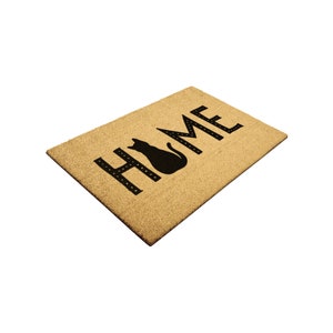 Black Cat Doormat -- cute welcome mat for home, coir outdoor rug, front porch decor, custom, unique, trendy, animal lover gift present image 5