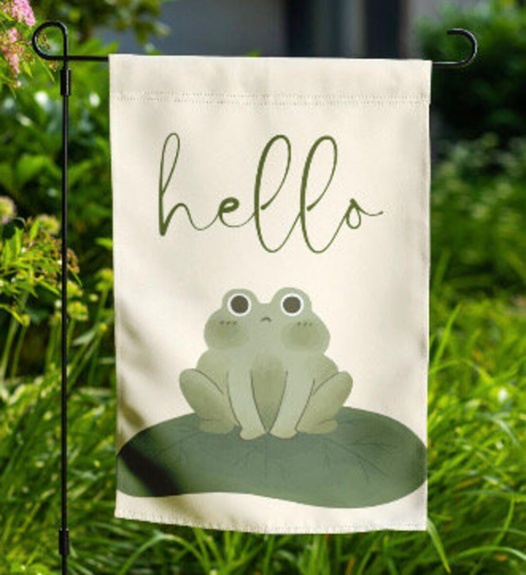 Summer Garden Flag Frog Decor, Cottagecore Decor, Custom Yard Flag