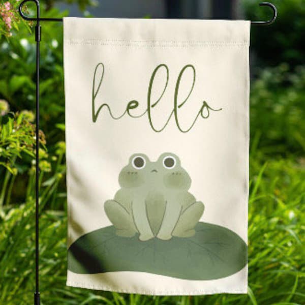 Summer Garden Flag - Frog Decor, Cottagecore Decor, Custom Yard Flag, Cute Garden Art, Housewarming Gift, Frog Garden Flag, Front Yard