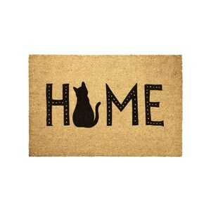 Black Cat Doormat -- cute welcome mat for home, coir outdoor rug, front porch decor, custom, unique, trendy, animal lover gift present image 6