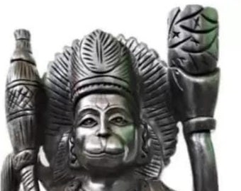 Statua di Hanuman ji Legno di ebano, idolo Hanuman puja, legno nero di ebano, arredamento in legno di ebano, statua di Lord Hanuman, pezzo forte decorativo, arredamento per la casa