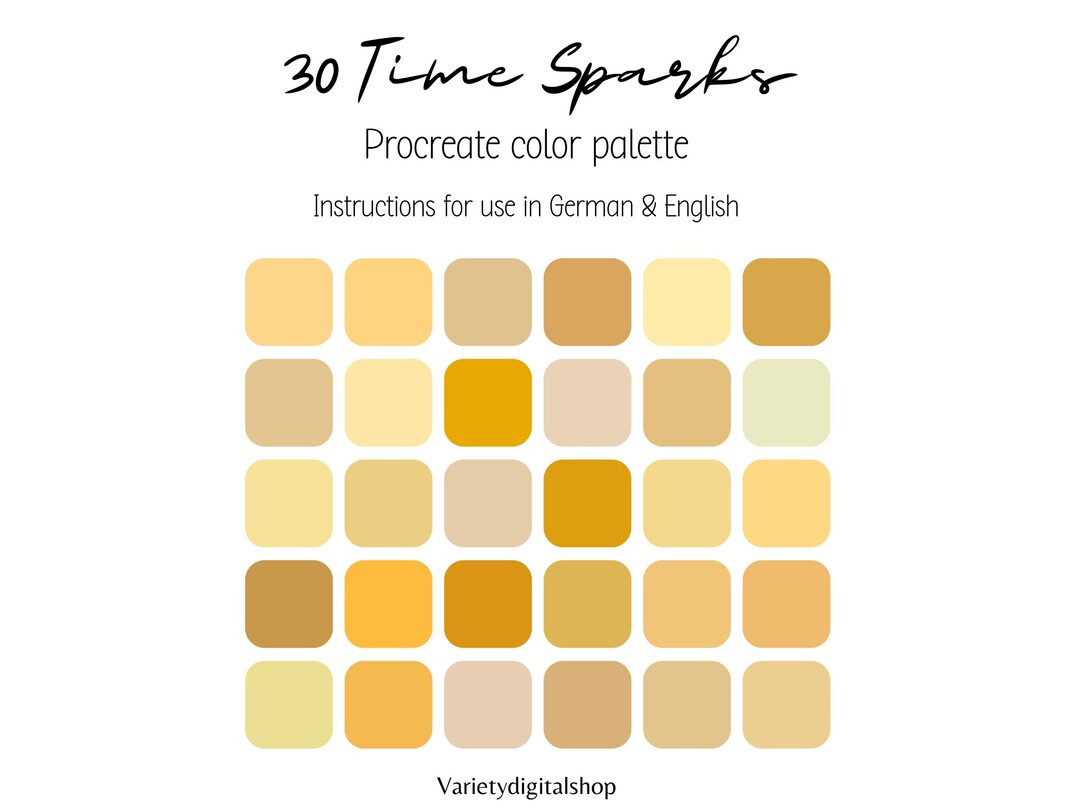 30 Time Sparks Procreate Color Palette, Procreate Brushes, Procreate ...