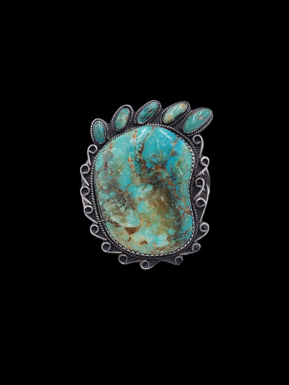 Vintage Massive Manassa Turquoise Sterling Silver 