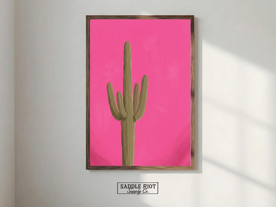 Hot Pink Saguaro Cactus Print, Modern Cowgirl Wall Art, Boho Desert ...