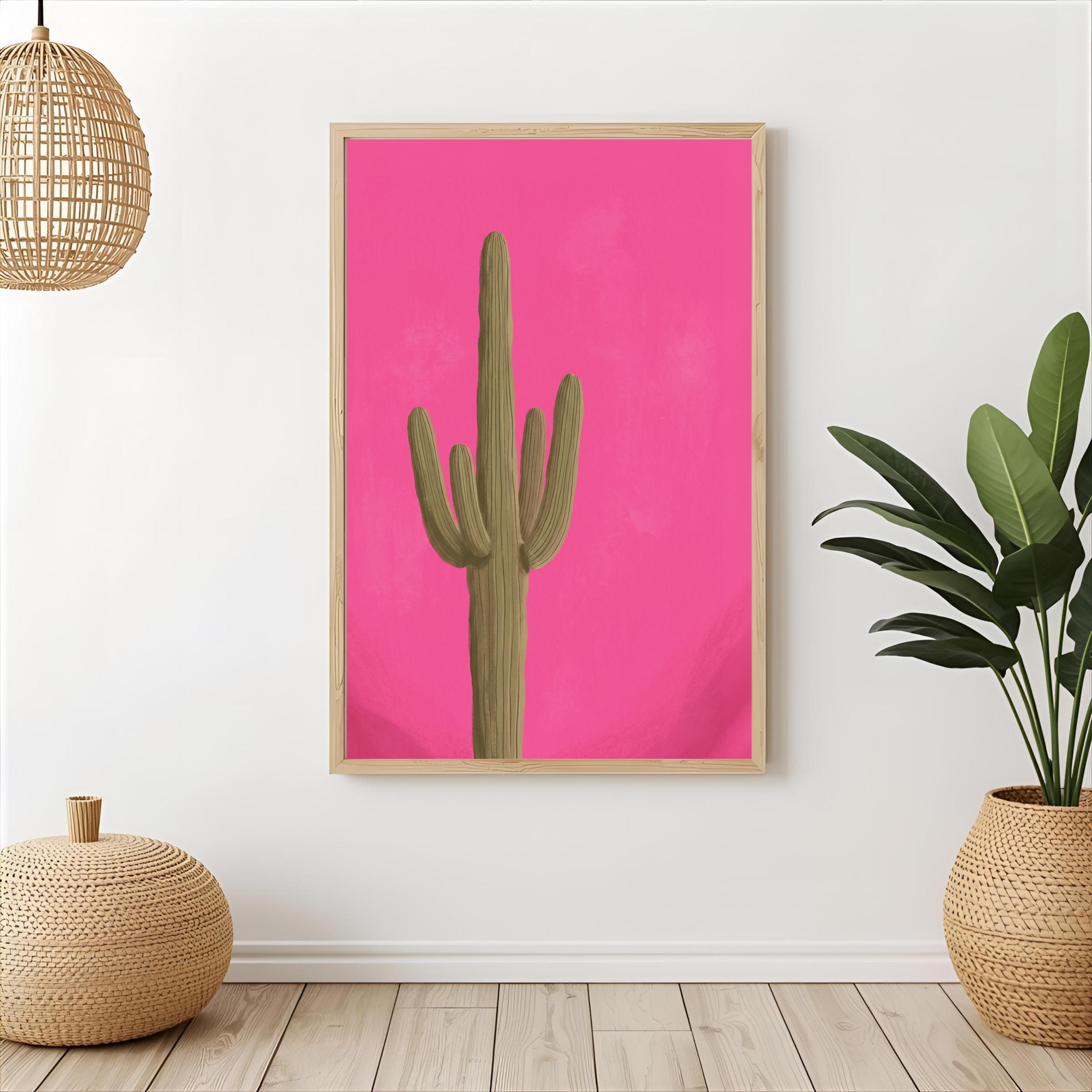 Hot Pink Saguaro Cactus Print, Modern Cowgirl Wall Art, Boho Desert ...