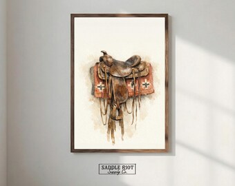 Cowboy Art Print: Western Ranch Scene (Digital Download, Multiple Sizes)