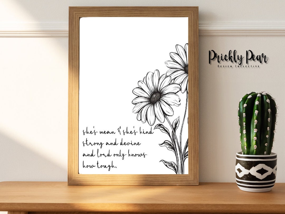 She's Mean & She's Kind Zach Bryan PRINTABLE Etsy