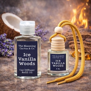 Hanging Car Diffuser Oil – Ice Vanilla Woods Scent, Phthalate-Free Refill
