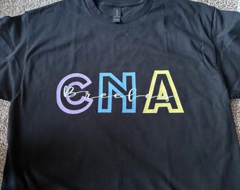 Camiseta de auxiliar de enfermería personalizada con nombre