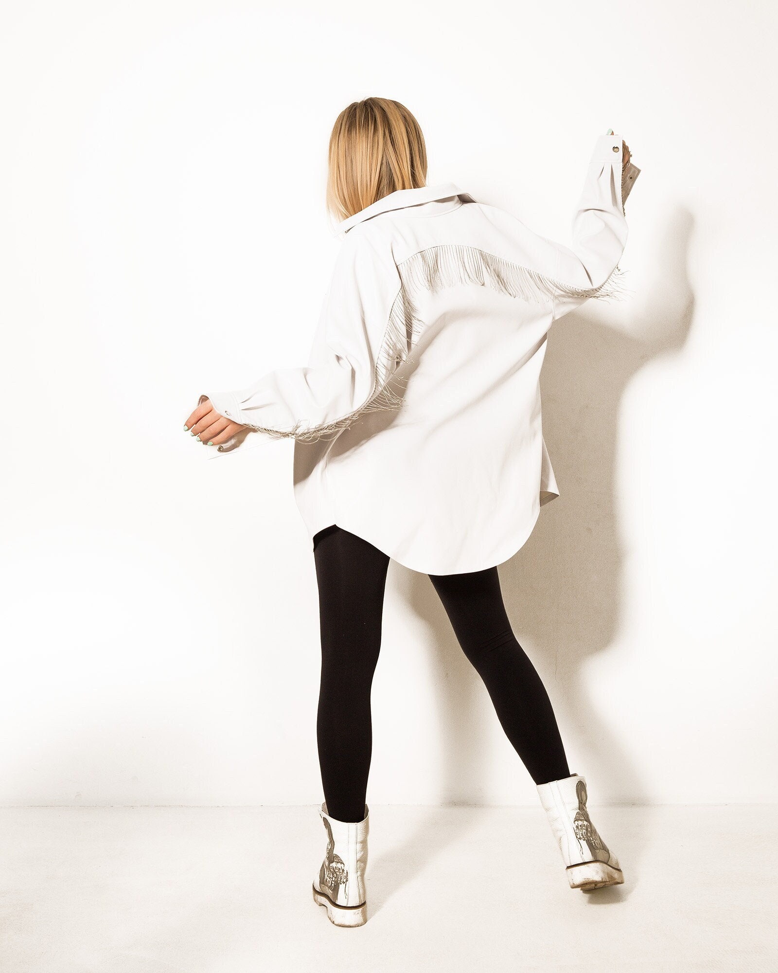 Camicia/giacca in finta pelle bianca Italia