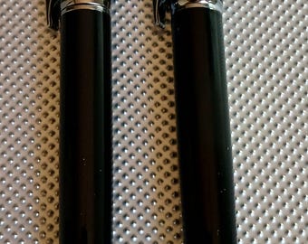 2 Montblanc Pen Set Ballpoint and Rollerball Black & Silver