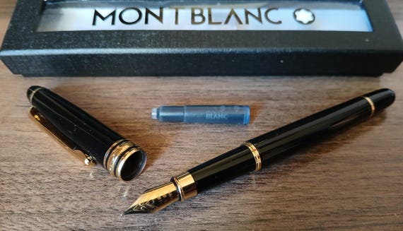 モンブラン (MONTBLANC） 万年筆 ブラック ゴールド インク セット モンブラン 万年筆 ブラック＆ゴールド 新インクカートリッジ付き