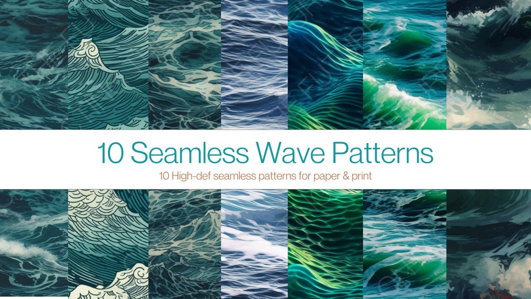 Deep Ocean Waves Seamless Digital Patterns - Etsy