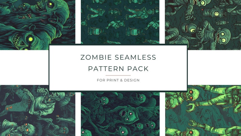 Printable Zombie Seamless Pattern Pack - Etsy