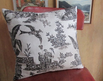 Vintage linen couch cushion with removable cover