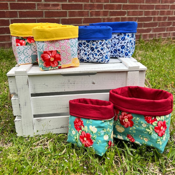 Floral Fabric Baskets