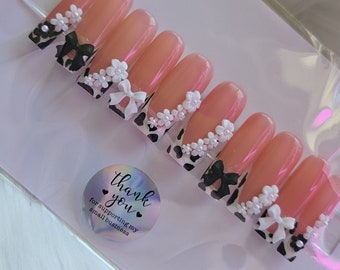 Cow french tip Press on nails