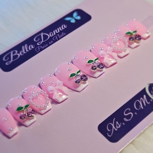 Pink Cherry Frenchie Press On Nails
