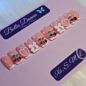 Red Cherry Frenchie Press On Nails