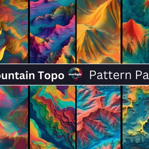 Mountain Topography 2 - Seamless Pattern Pack (8)