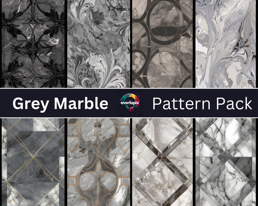 Grey Marble - Seamless Pattern Pack (8) - Etsy