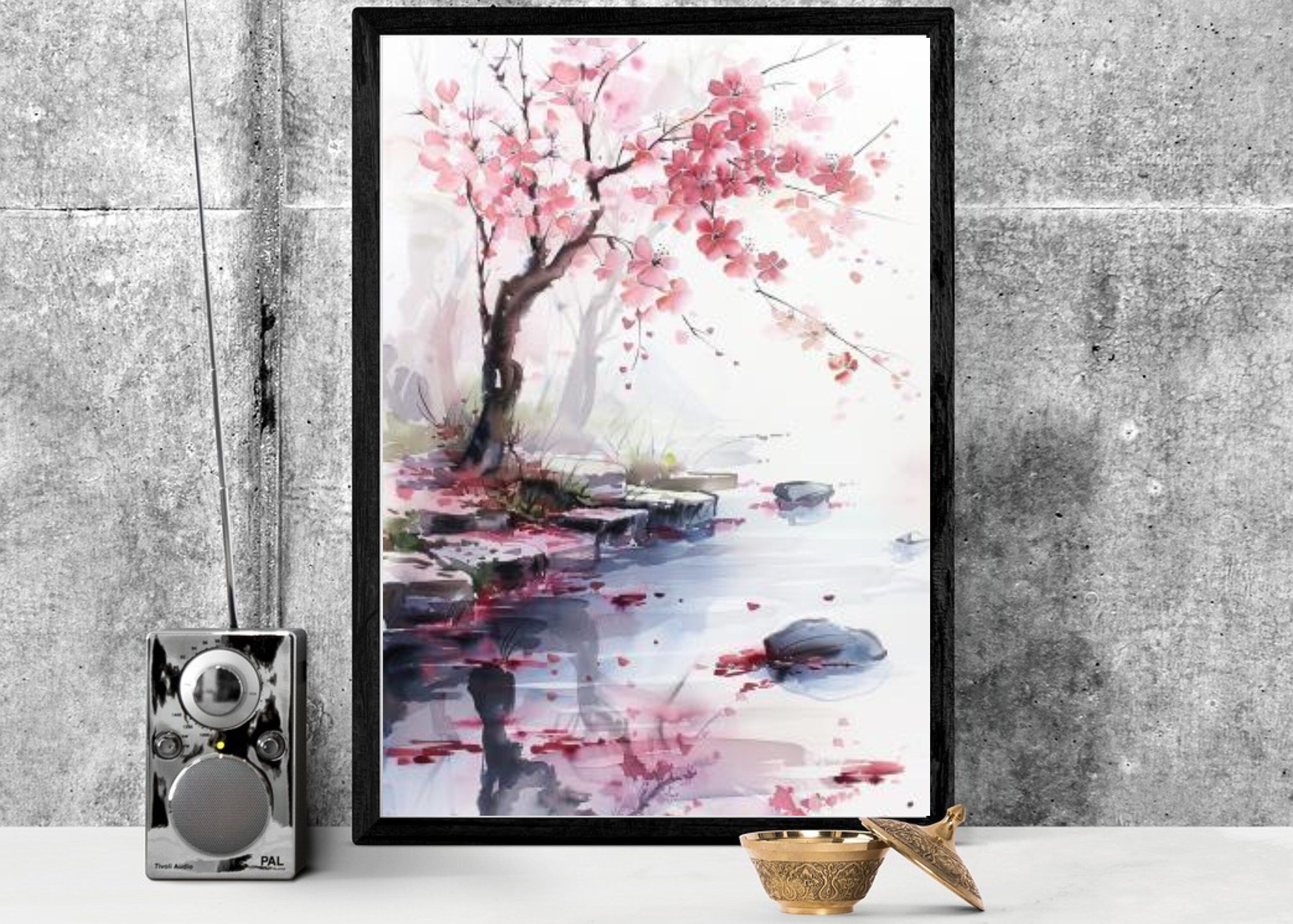 Cherry Blossom Wall Art Chinese Floral Canvas Print Pink Blossoms Wall ...