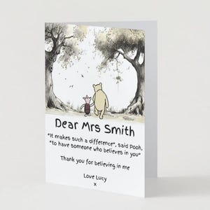 carte de remerciement pour professeur | Gagner l'ourson | Téléchargement numérique | Personnalisable