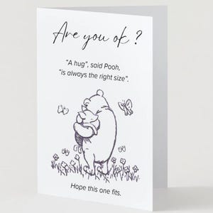 Are You OK? Winnie the Pooh & Piglet Hug Card – Cute Comfort Card for Friend, Mental Health Support, Thinking of You Greeting