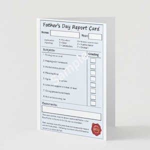 Vaderdagrapport, grappige afdrukbare download, kindercadeau voor papa, direct digitaal bestand, vaderdagcadeau van kinderen, cadeaus voor nieuwe vader