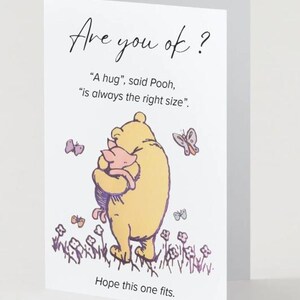 Are You OK? Winnie the Pooh & Piglet Hug Card – Cute Comfort Card for Friend, Mental Health Support, Thinking of You Greeting