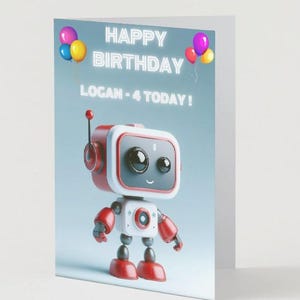 Robot Birthday Card | Editable | Digital Download